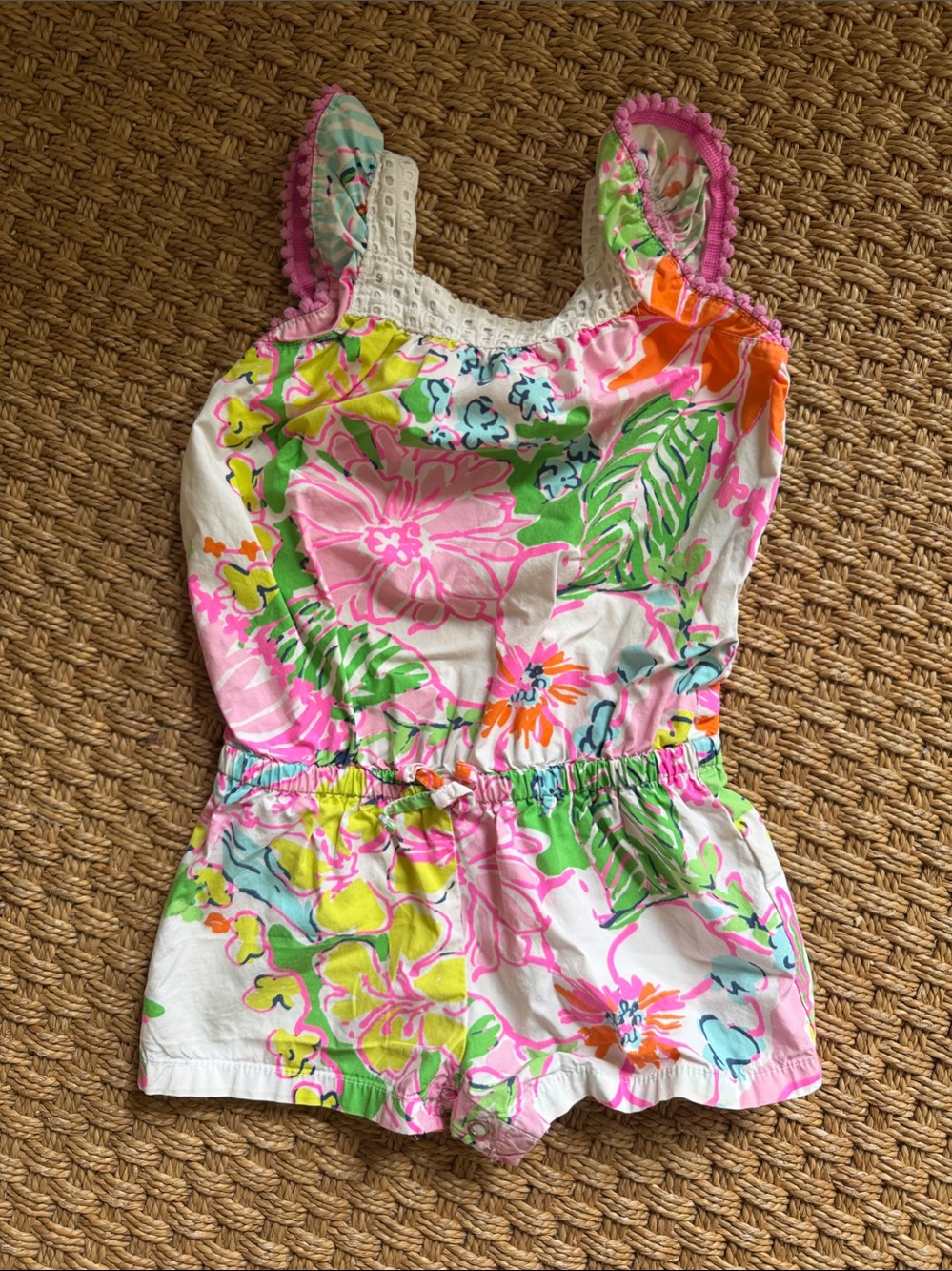 Lilly Pulitzer for Target White Floral Multicolor Girls Romper 18M